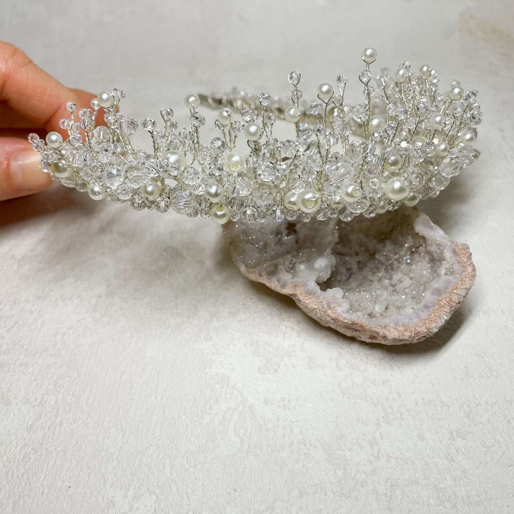 Tiara diadem ślubny srebrny ręcznie wykonany z cyrkoniami (17).jpg