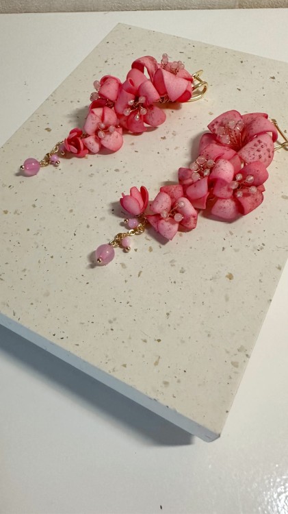 Pink lilly earrings, bridal blush floral jewelry  (8).jpeg